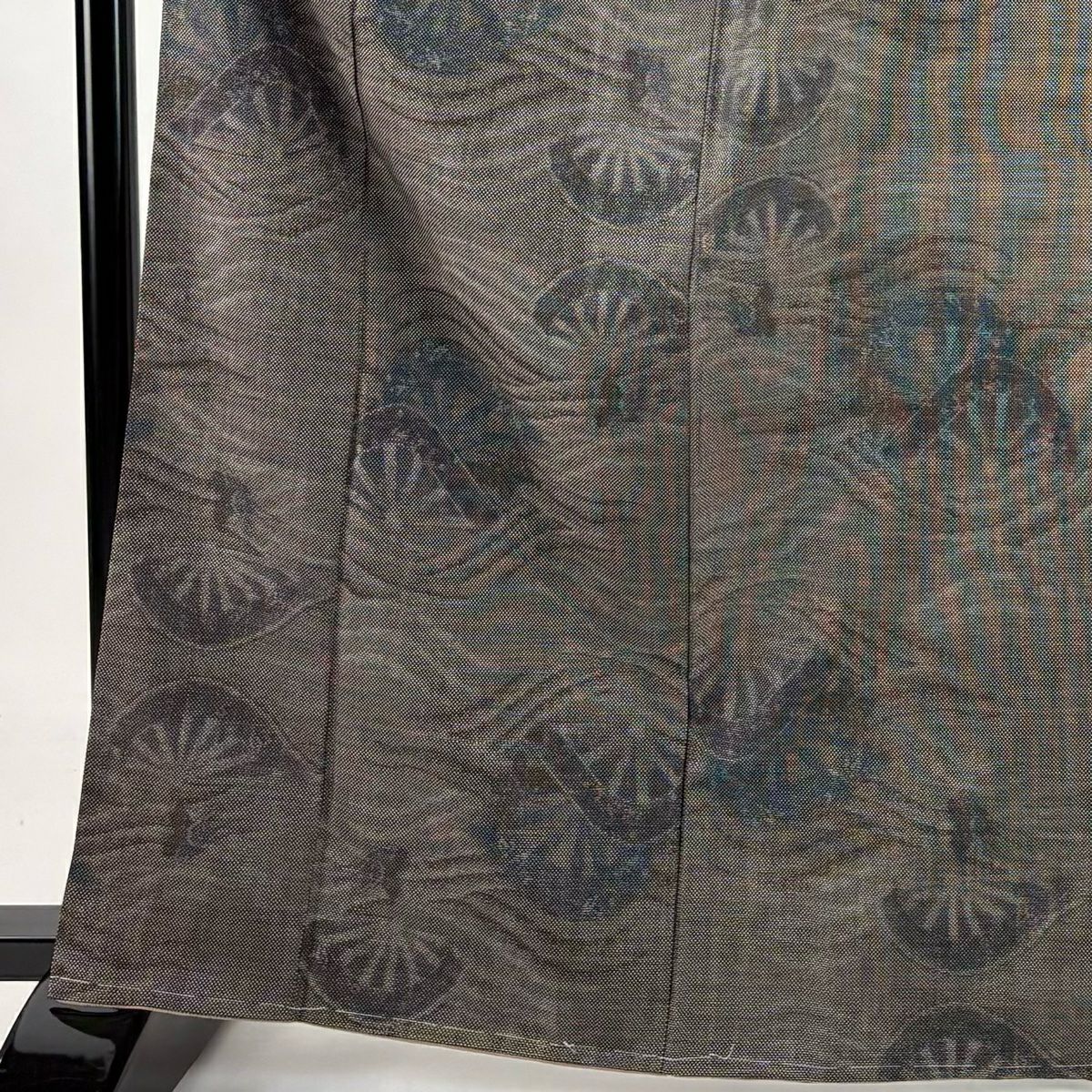 【庫存清倉】 紬織 身長167cm 袖長65cm M 雙層 片輪車 波 焦茶 純蠶絲 美品 名品級