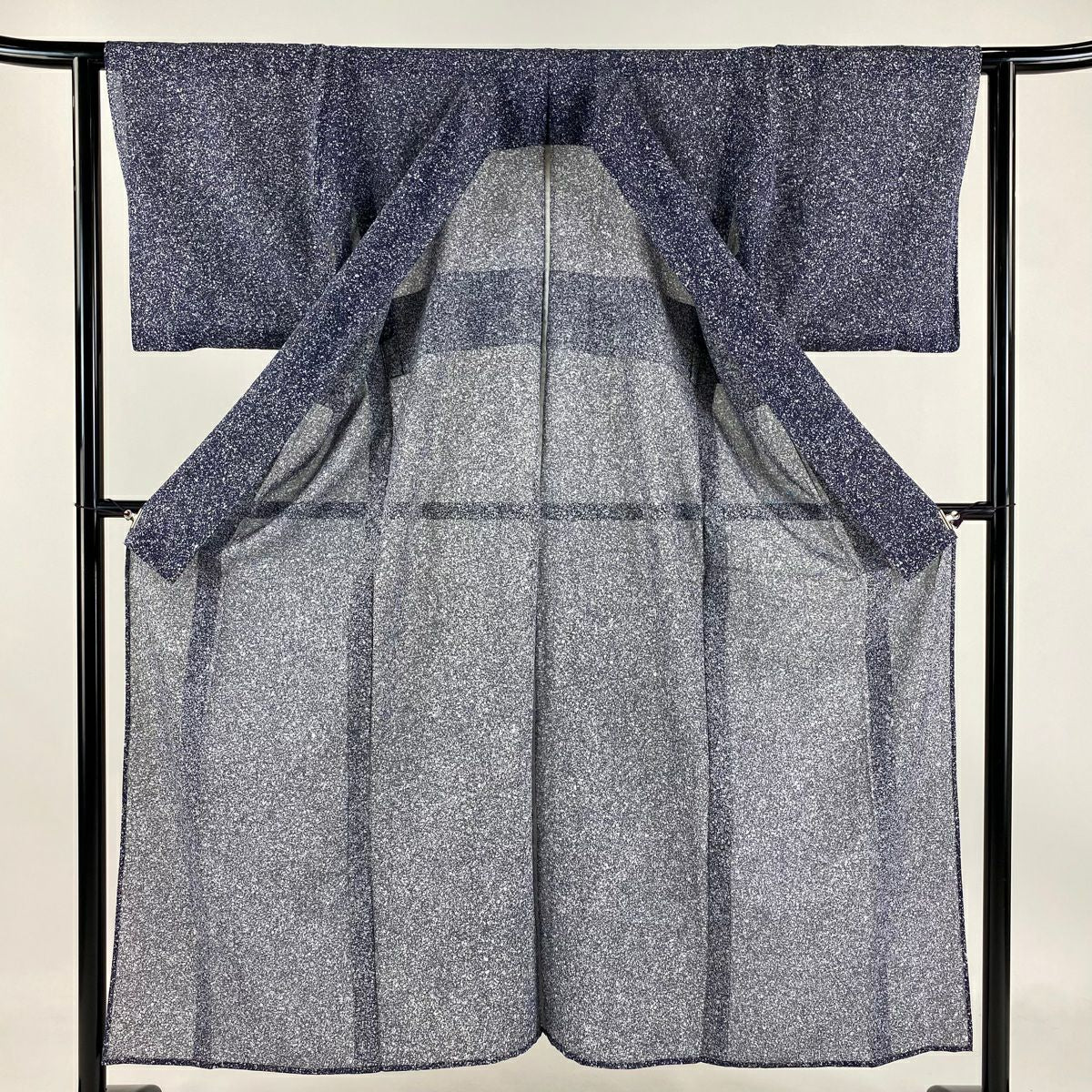 【庫存清倉】 小紋 身長151.5cm 袖長62cm S 薄物 絽 幾何圖案 深藍 純蠶絲 美品 秀品級 一個紋