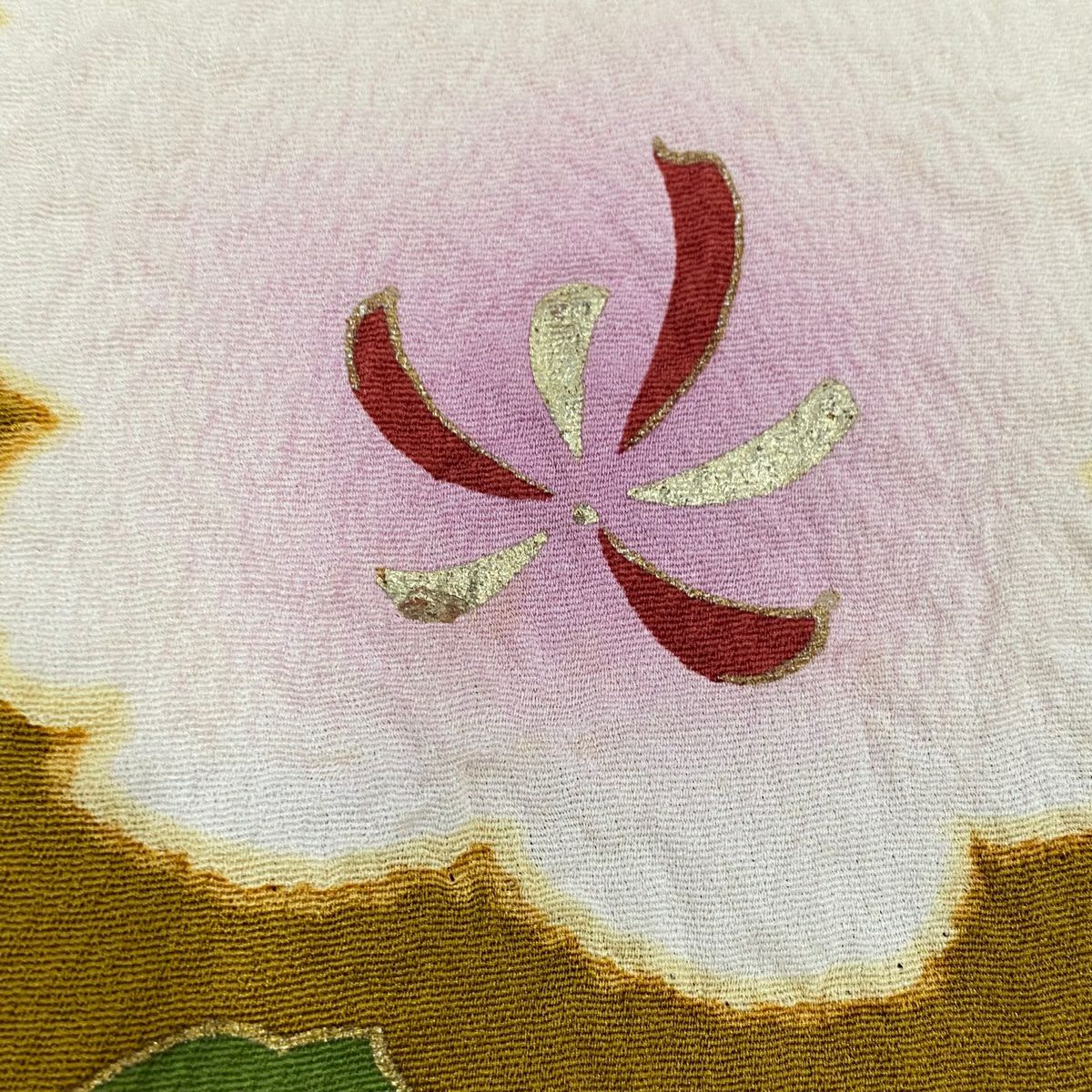 【庫存清倉】訪問服 身長152cm 袖長62.5cm S 雙層 櫻花花瓣 金彩裝飾 絞染 山吹茶 純蠶絲 優品級
