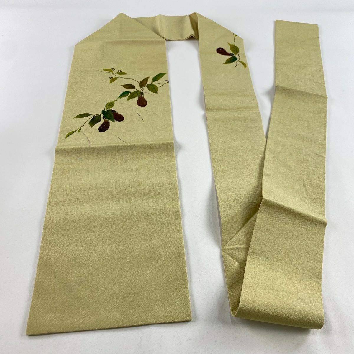 【庫存清倉】 名古屋帶 美品 名品級 生織 縮緬 抹茶 純蠶絲