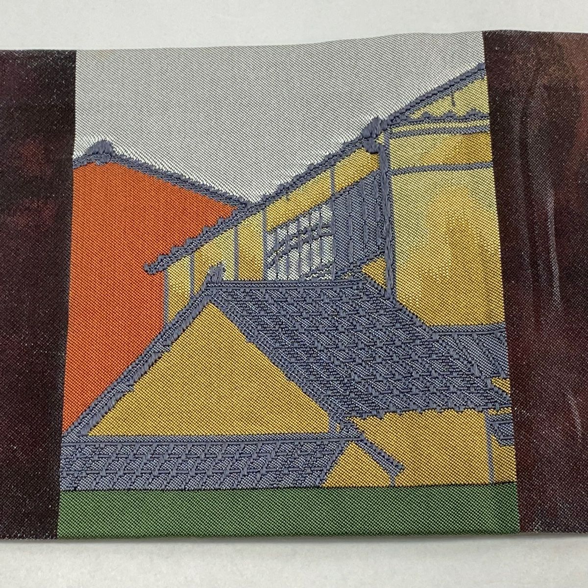 【庫存清倉】 名古屋帶 優品級 家屋 深紫 純蠶絲