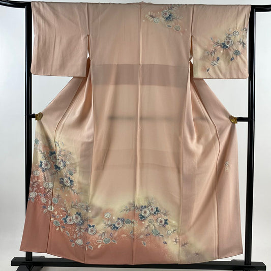 【庫存清倉】訪問服 身長157cm 袖長64cm M 雙層 落款有 辻花染 漸層 粉紅 純蠶絲 名品級