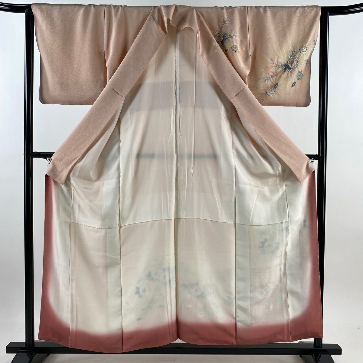 【庫存清倉】訪問服 身長157cm 袖長64cm M 雙層 落款有 辻花染 漸層 粉紅 純蠶絲 名品級