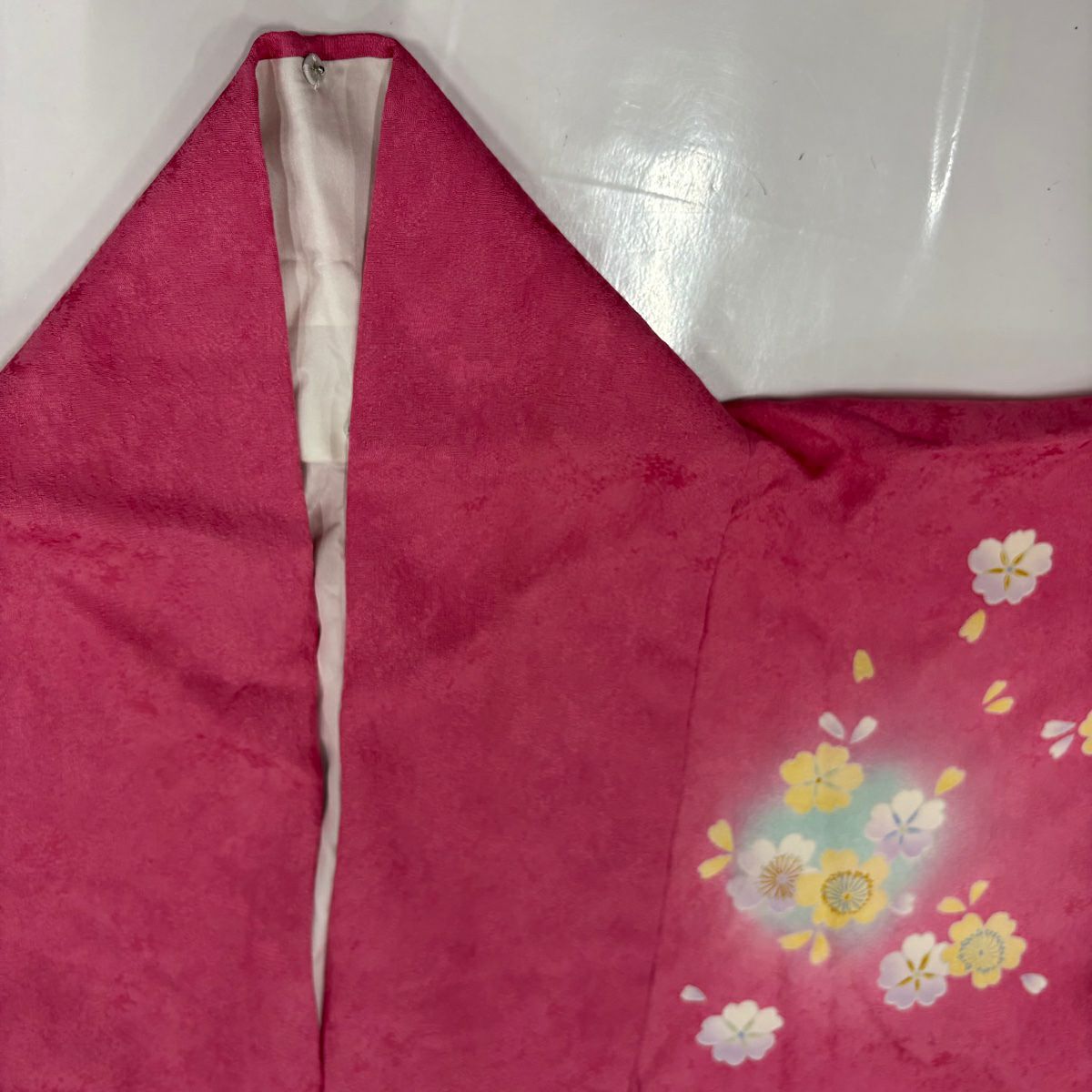 【庫存清倉】振袖禮服 身長164cm 袖長70cm L 雙層櫻花花瓣金絲染分粉紅純蠶絲名品級