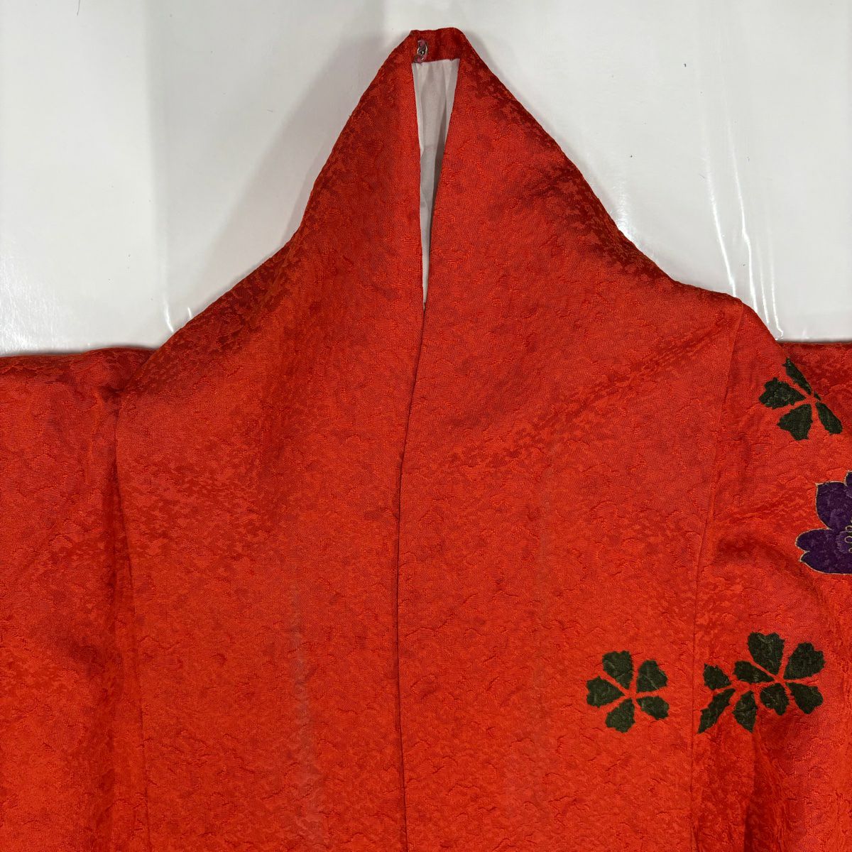 【庫存清倉】振袖禮服 身長168cm 袖長67cm M 雙層 櫻花 流水 金絲 金銀彩 朱紅 純蠶絲 名品級