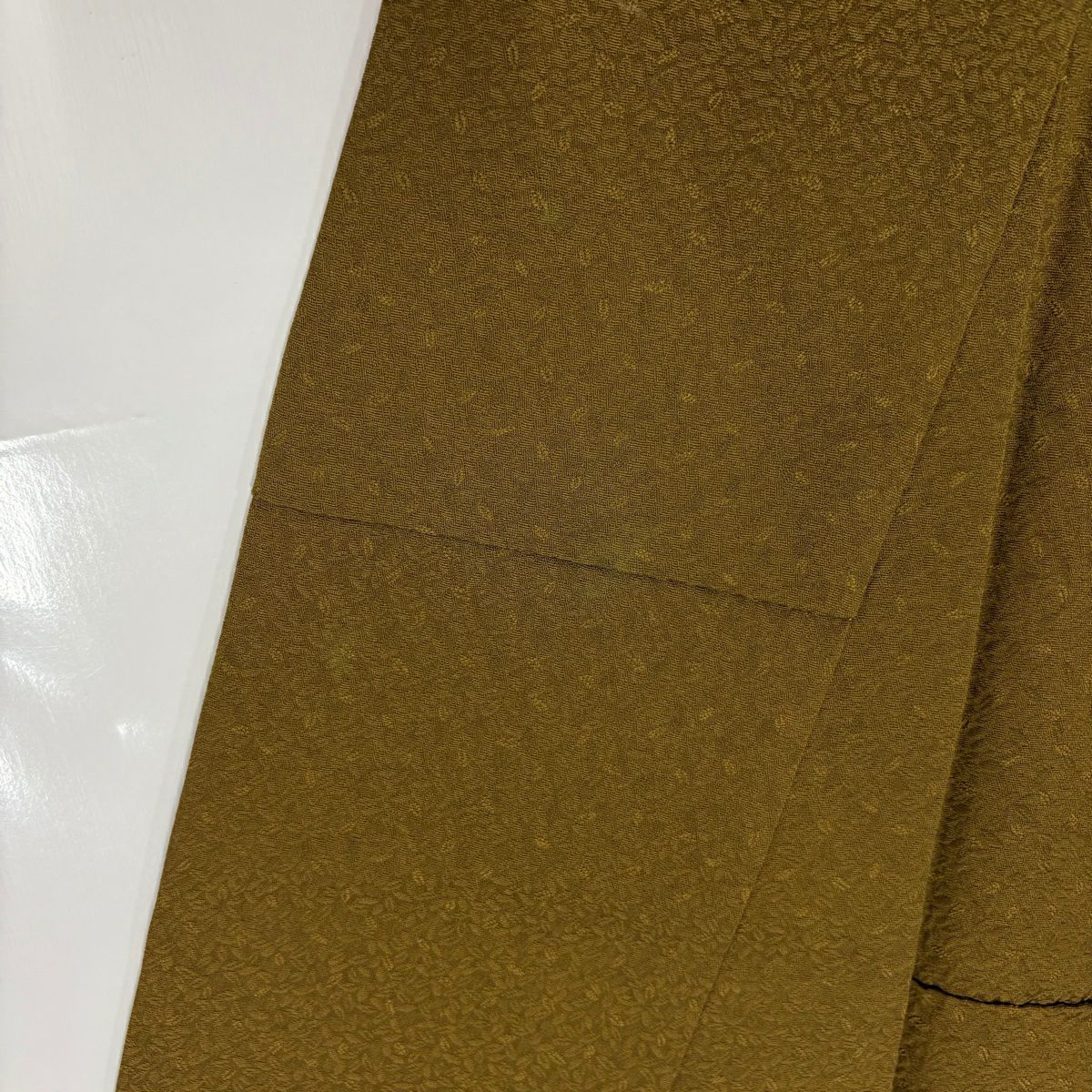 【庫存清倉】訪問服 身長162.5cm 袖長66cm M 雙層 枝花 笹 金銀彩 染分 灰綠 純蠶絲 優品級