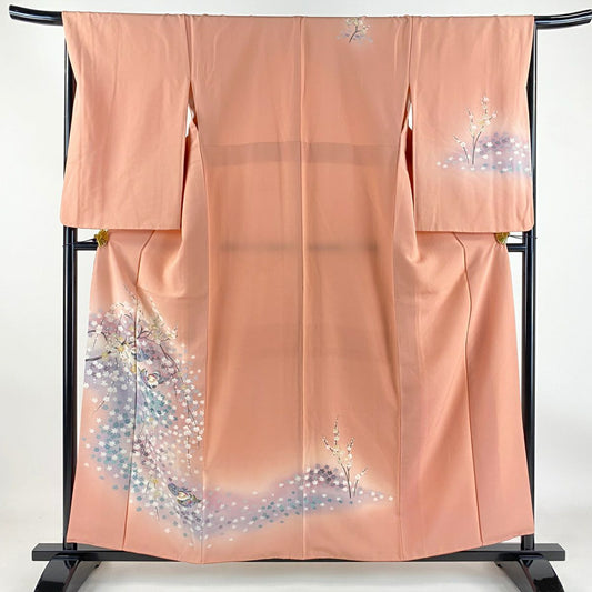 【庫存清倉】訪問服 身長158cm 袖長67cm M 雙層 鴛鴦 梅花 金銀彩 漸層 粉色 純蠶絲 優品級