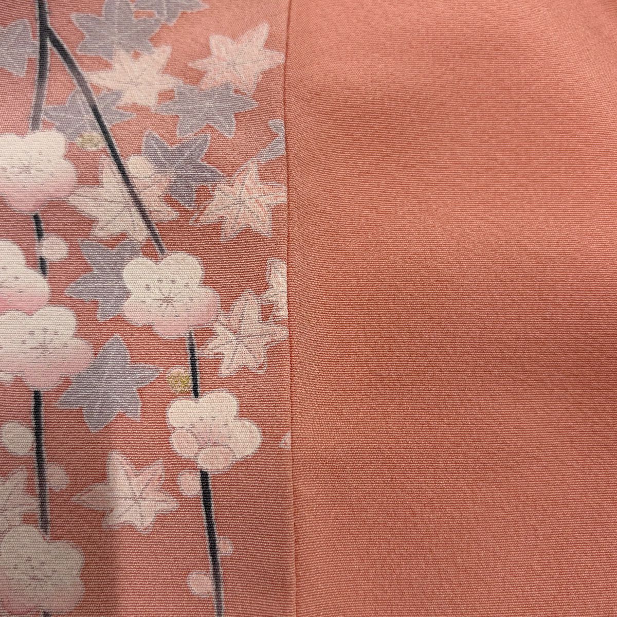 【庫存清倉】訪問服 身長158cm 袖長67cm M 雙層 鴛鴦 梅花 金銀彩 漸層 粉色 純蠶絲 優品級