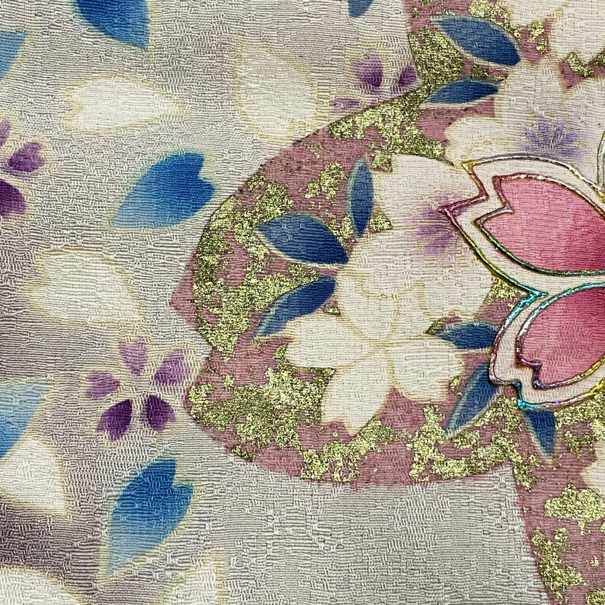 【庫存清倉】振袖禮服 身長168.5cm 袖長67cm M 雙層櫻櫻花瓣 金銀彩 拉麵彩 粉紅 純蠶絲 名品級