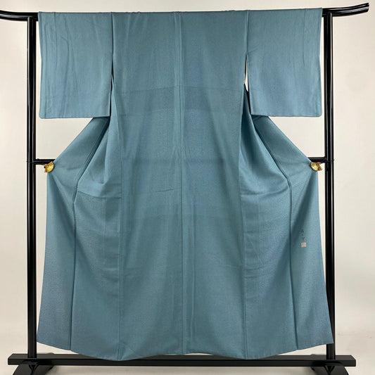 【庫存清倉】 江戶小紋 身長155.5cm 袖長62cm S 雙層 落款 鮫 青灰色 純蠶絲 名品級 一個紋