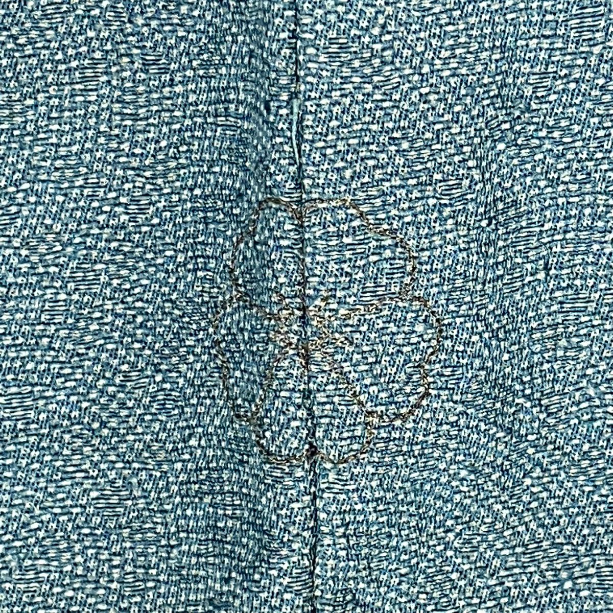 【庫存清倉】 江戶小紋 身長155.5cm 袖長62cm S 雙層 落款 鮫 青灰色 純蠶絲 名品級 一個紋