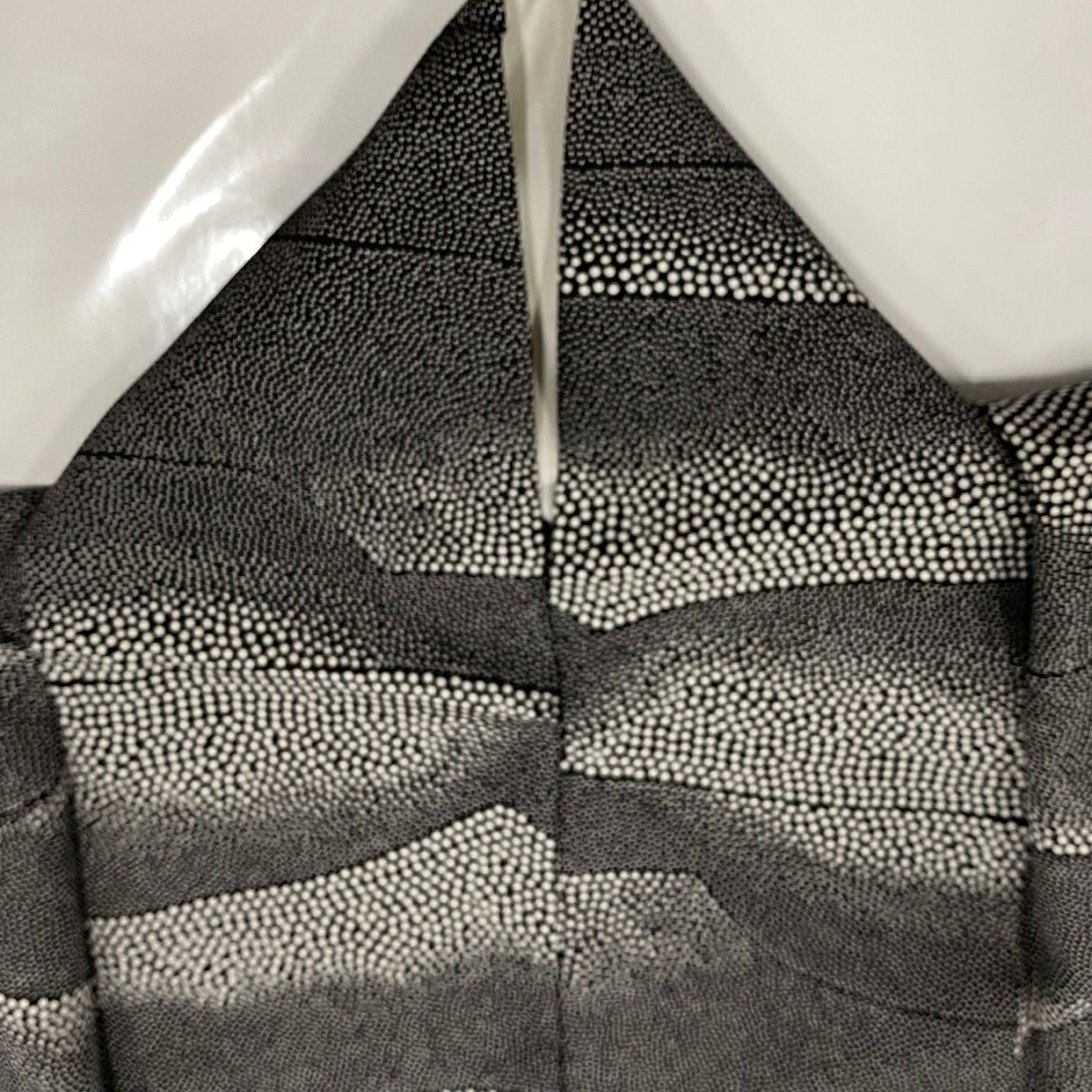 【庫存清倉】 小紋 身長157cm 袖長62.5cm S 雙層 波 黑灰 純蠶絲 美品 名品級