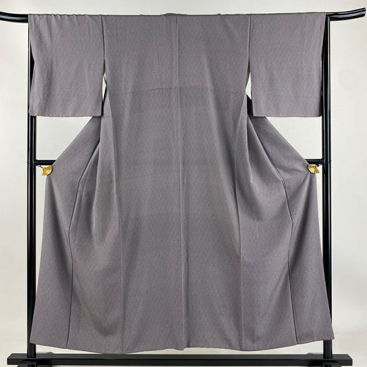 【庫存清倉】 小紋 身長151.5cm 袖長66.5cm M 雙層 小花 紫 純蠶絲 名品級