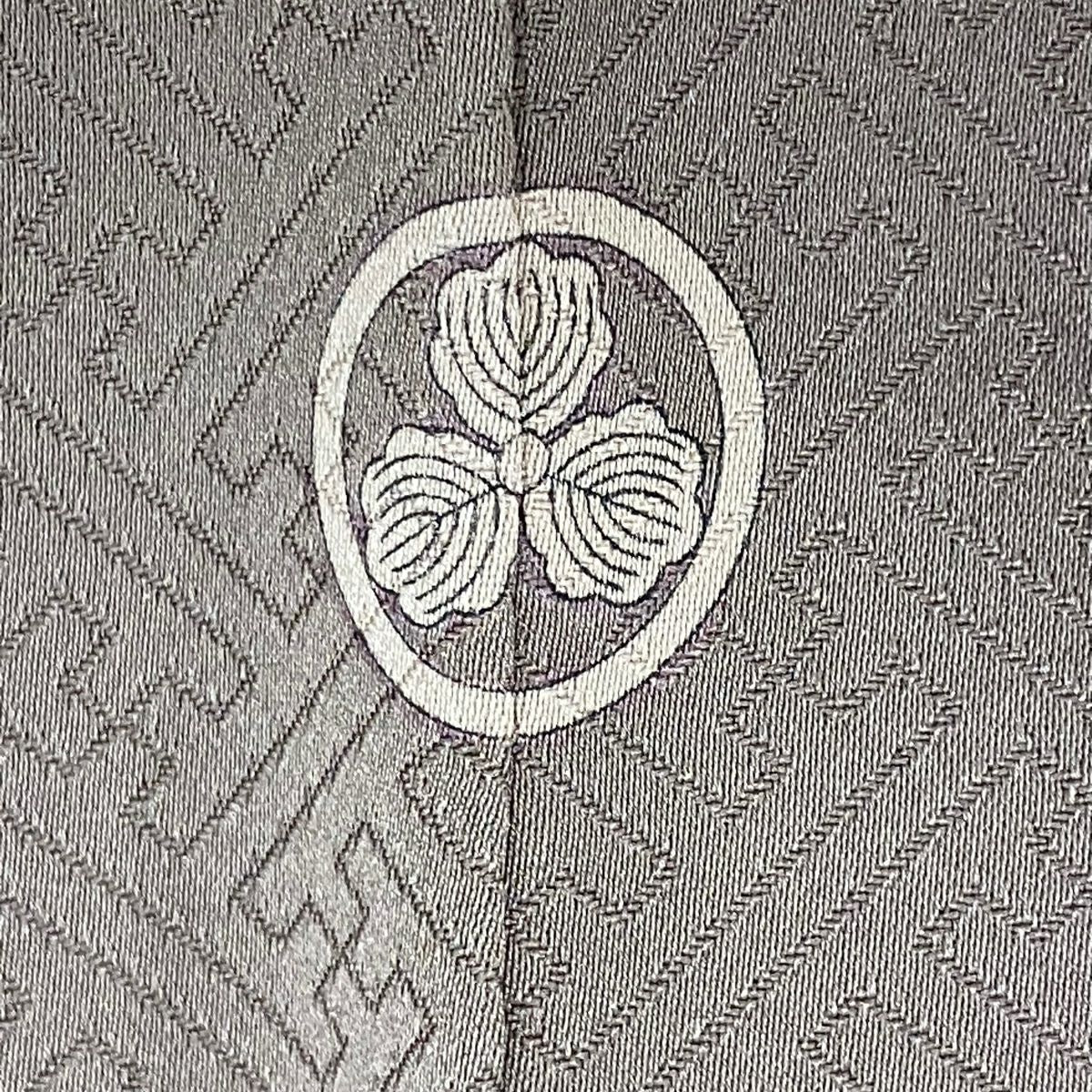 【庫存清倉】訪問服 身長159cm 袖長62.5cm S 雙層 花籠 光悅垣 刺繡 金彩裝飾 灰紫 純蠶絲 優品級 一つ紋
