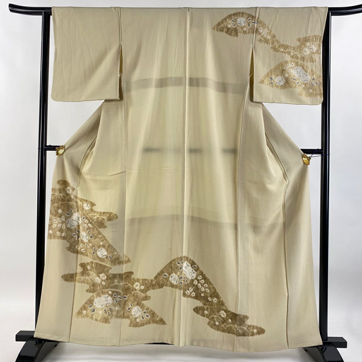 【庫存清倉】訪問服 身長161cm 袖長63cm S 雙層 辻花染圖案 霞 絞染 米色 純蠶絲 優品級