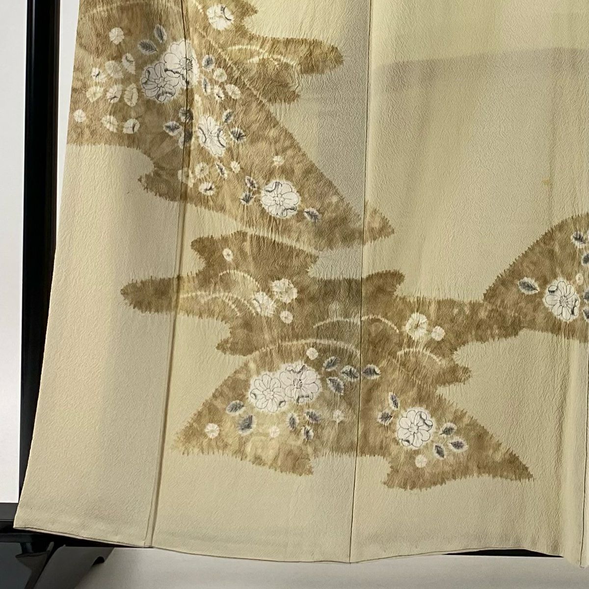 【庫存清倉】訪問服 身長161cm 袖長63cm S 雙層 辻花染圖案 霞 絞染 米色 純蠶絲 優品級
