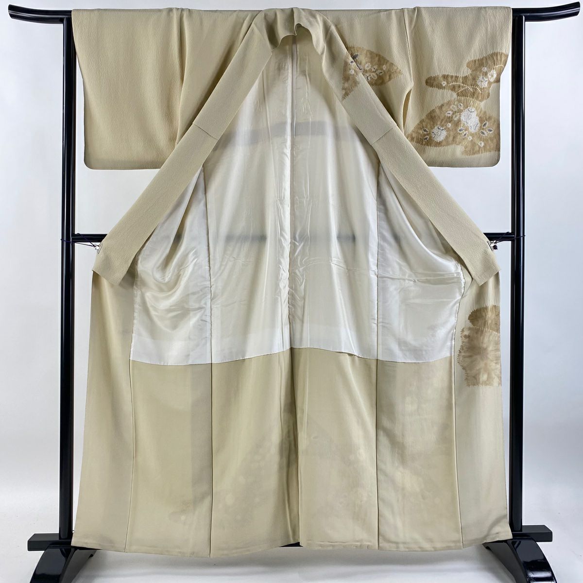 【庫存清倉】訪問服 身長161cm 袖長63cm S 雙層 辻花染圖案 霞 絞染 米色 純蠶絲 優品級