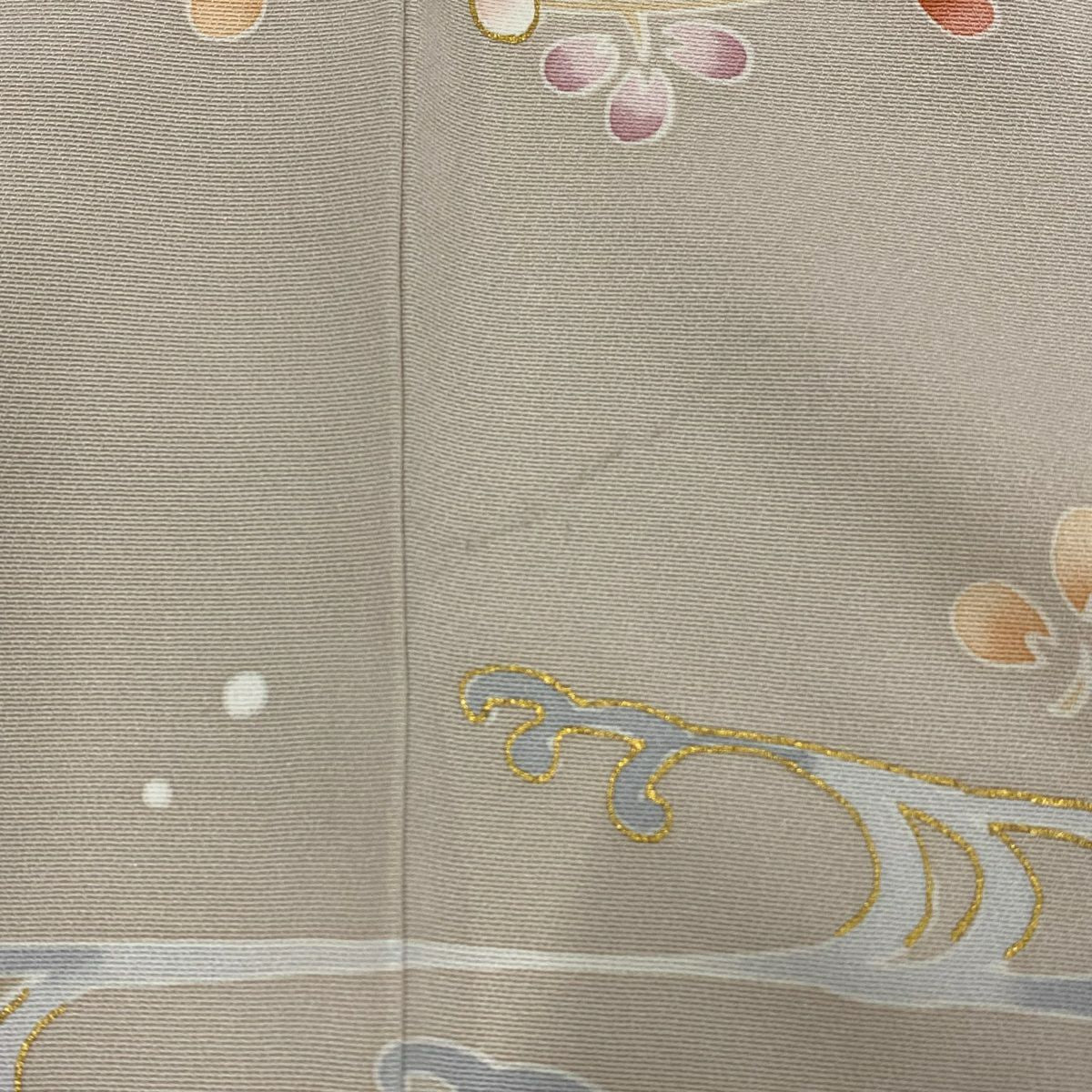 【庫存清倉】訪問服 身長153cm 袖長65cm M 雙層 源氏香 枝花 金絲 金銀彩 淺豆色 純蠶絲 名品級