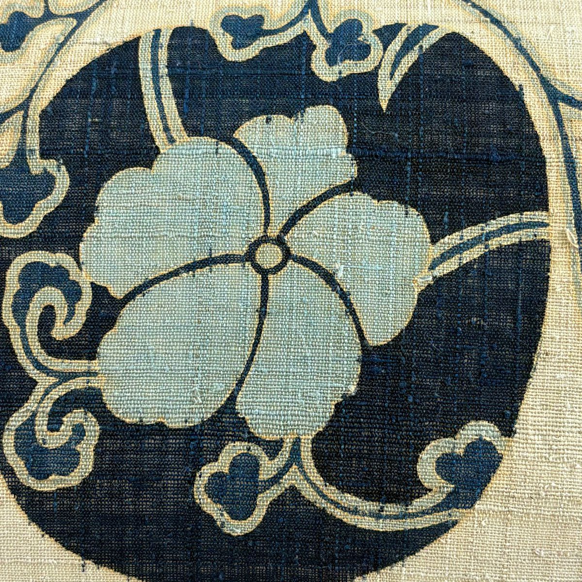 名古屋帶 名品級 落款 夏帶 生物 花唐草紋 灰綠 純蠶絲