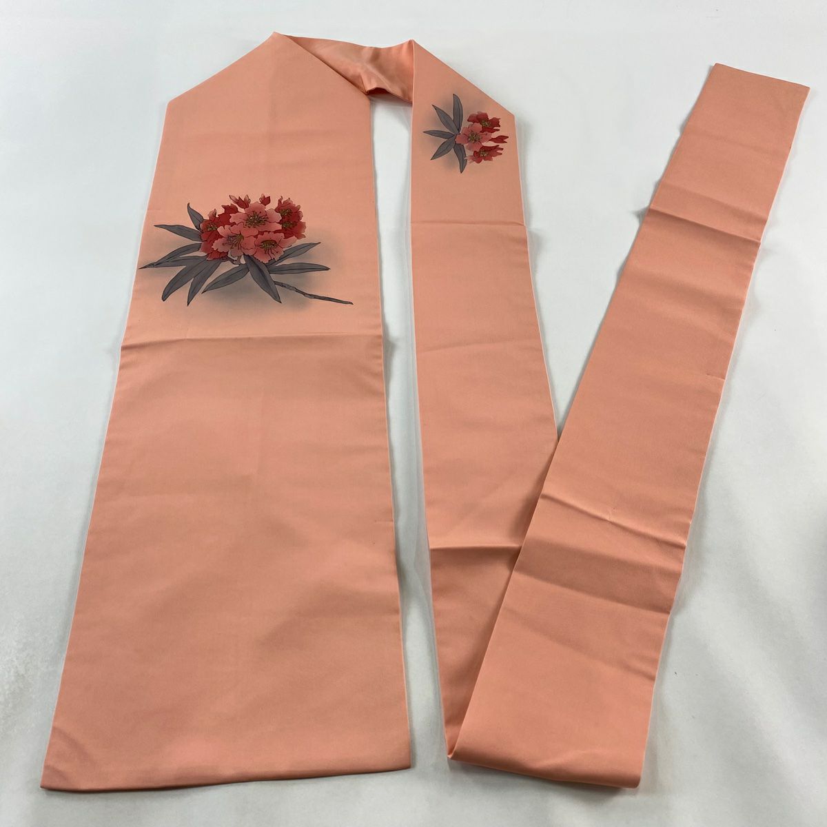 名古屋帶 優品級 沈丁花 金彩裝飾 鮭粉色 純蠶絲