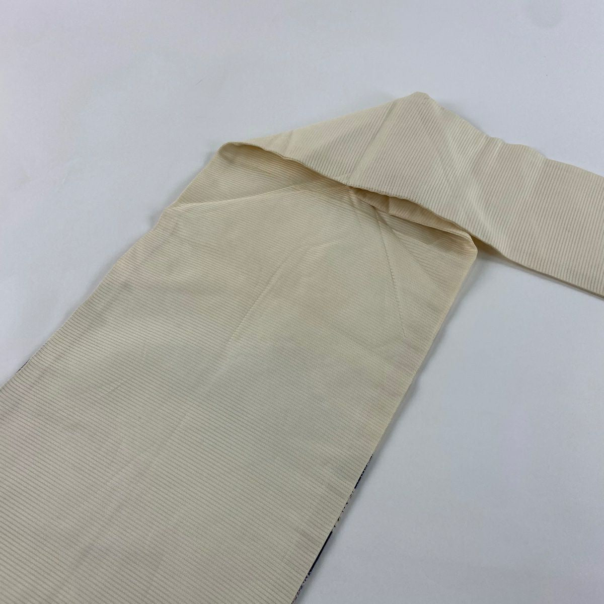 名古屋帶 優品級 夏帶 絽 草花紋 幾何圖案 奶油色 純蠶絲