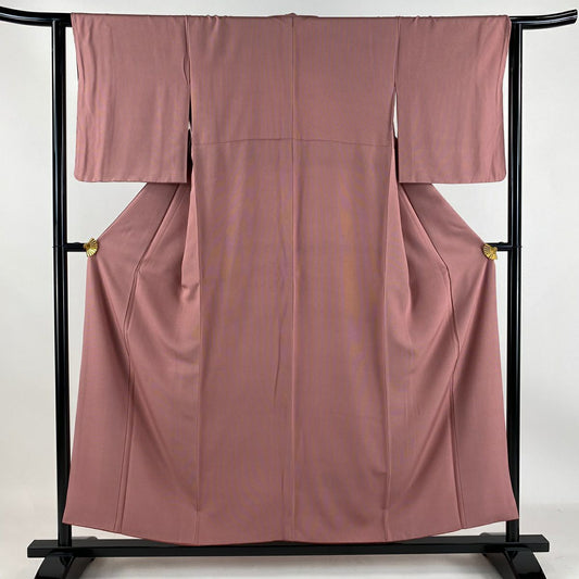 江戶小紋 身長155.5cm 袖長62cm S 雙層 萬筋 深粉 純蠶絲 美品 秀品級