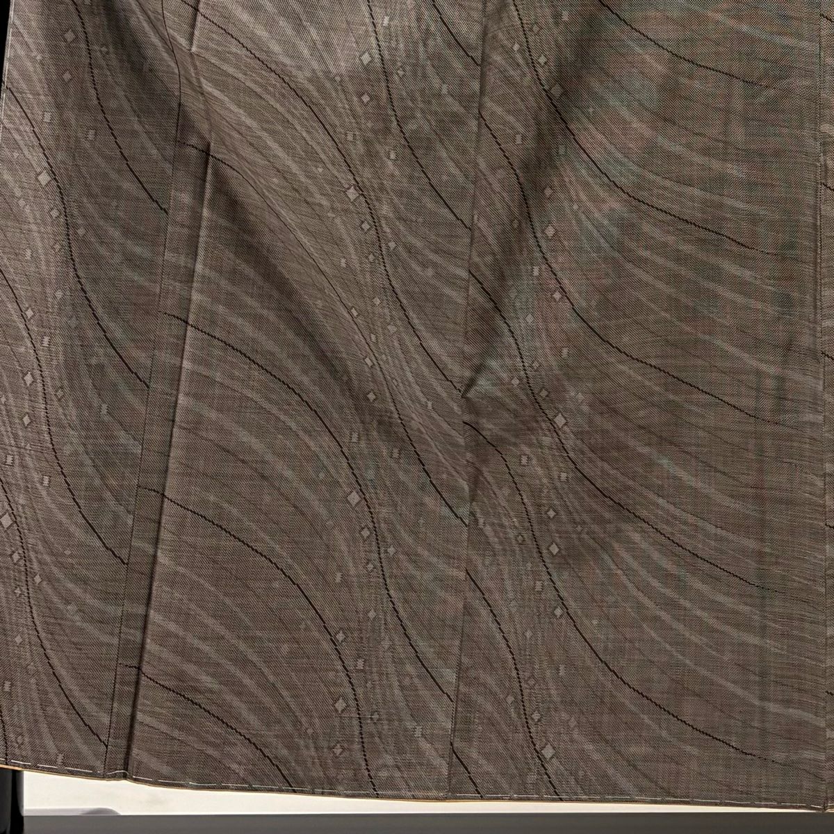 紬織 身長156.5cm 袖長64.5cm M 雙層 幾何學圖案 灰茶 純蠶絲 優品級