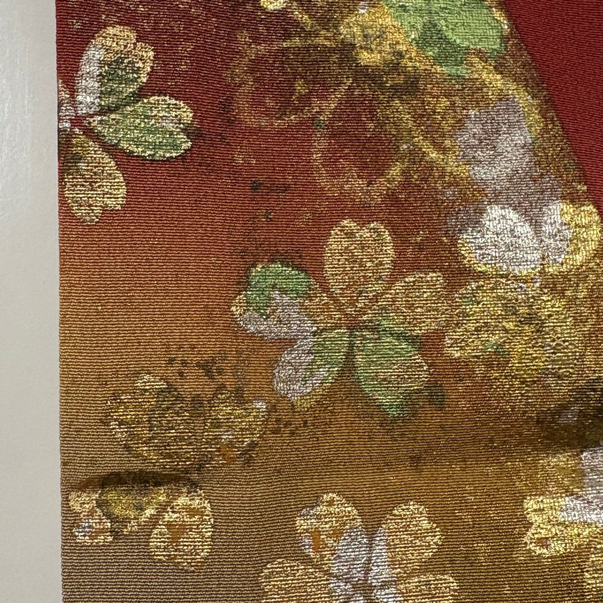 振袖禮服 身長156.5cm 袖長63cm S 雙層 山鉾 人物 金銀彩 染分 紅 純蠶絲 秀品級