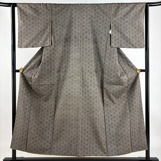 紬織 身長152.5cm 袖長63cm S 雙層 麻葉 焦茶 純蠶絲 秀品級