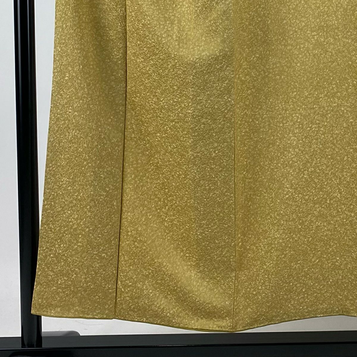 小紋 身長153.5cm 袖長63cm S 雙層 幾何學圖案 地紋 芥末色 純蠶絲 美品 秀品級