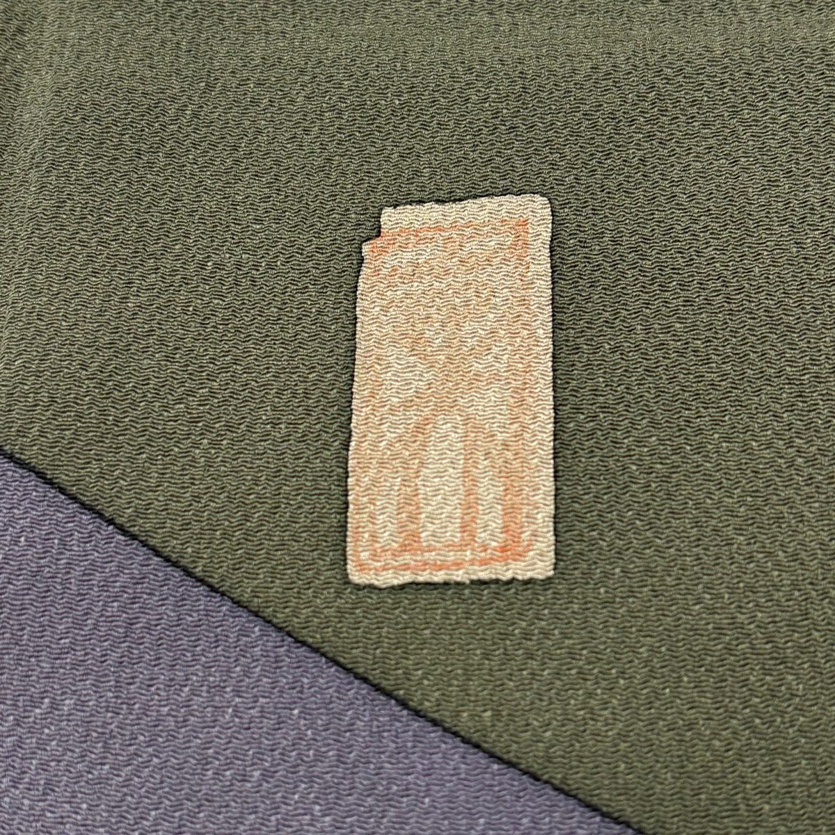 訪問服 身長159.5cm 袖長66.5cm M 雙層 落款 波 金糸 縮緬 灰綠 純蠶絲 秀品級 一つ紋
