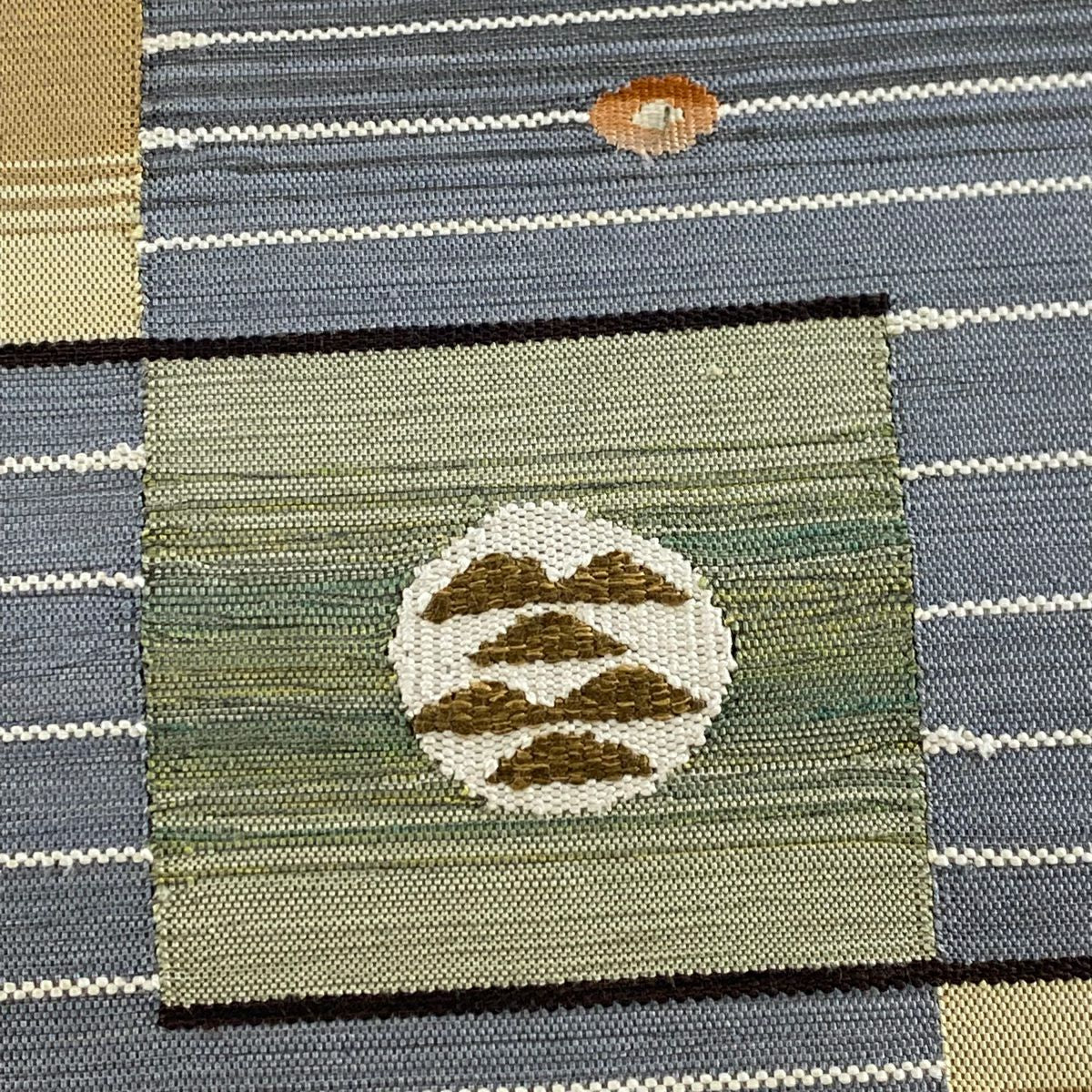 名古屋帶 美品 秀品級 松樹 縞 灰綠 純蠶絲