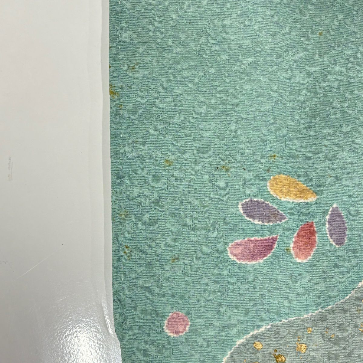 【清倉特賣】訪問服 身長155cm 袖長66.5cm M 雙層 草花紋紋 鴛鴦 金銀彩 淺青綠 純蠶絲 名品級