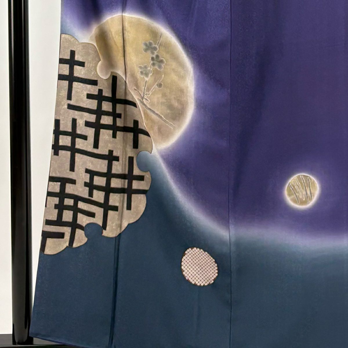 【庫存清倉】 付下 身長158.5cm 袖長66cm M 雙層 落款有 雪輪 梅花 金銀彩 漸層 紫 純蠶絲 名品級