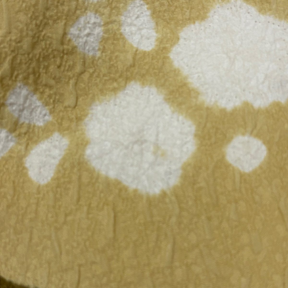 【庫存清倉】訪問服 身長160cm 袖長67.5cm L 雙層 雪輪 草花紋紋 絞染 刺繡 淡黃土 純蠶絲 名品級