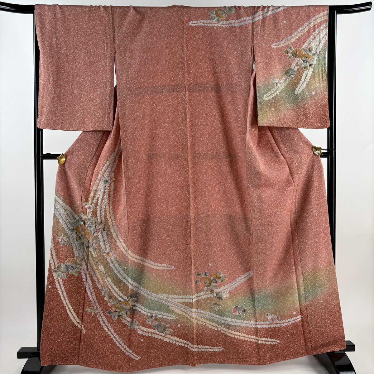 【庫存清倉】訪問服 身長171cm 袖長65cm M 雙層 辻花染 金銀彩 漸層 粉色 純蠶絲 美品 名品級