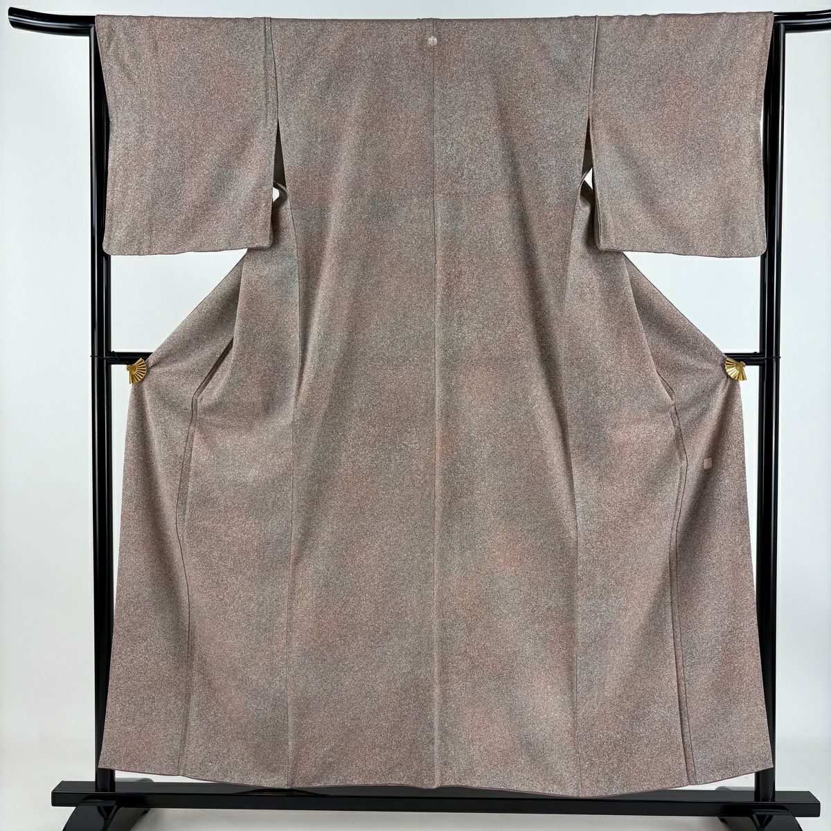 【庫存清倉】 小紋 身長155.5cm 袖長65cm M 雙層 有落款 幾何圖案 漸變 淡小豆色 純蠶絲 優品級 一個紋