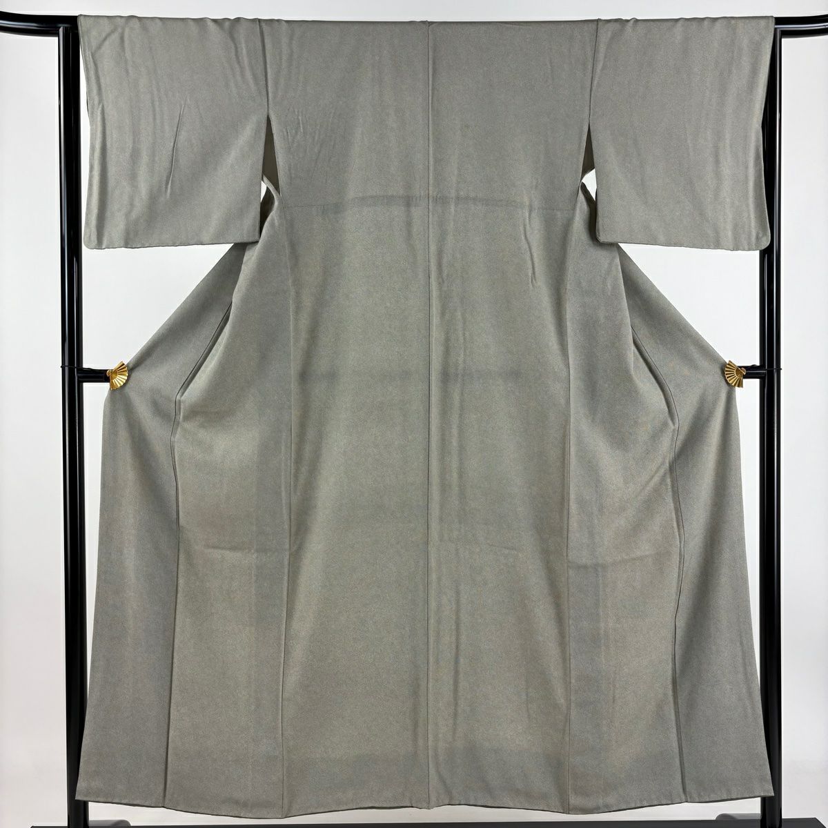 【庫存清倉】 江戶小紋 身長152.5cm 袖長64cm M 雙層 鮫 灰綠 純蠶絲 優品級
