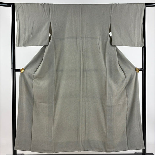 【庫存清倉】 江戶小紋 身長152.5cm 袖長64cm M 雙層 鮫 灰綠 純蠶絲 優品級