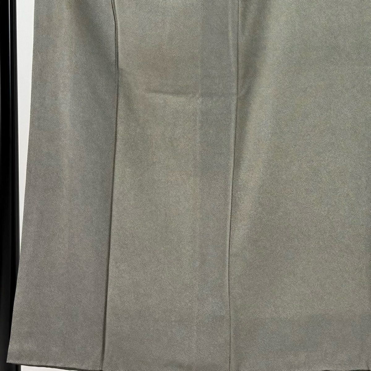 【庫存清倉】 江戶小紋 身長152.5cm 袖長64cm M 雙層 鮫 灰綠 純蠶絲 優品級