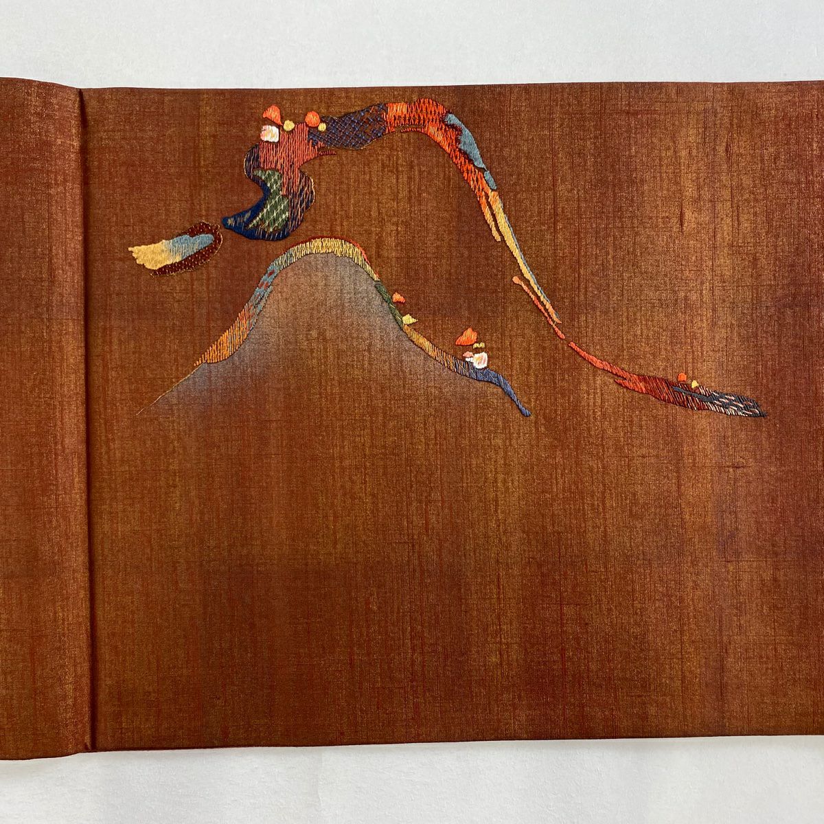 【庫存清倉】 袋帶 美品 秀品級 幾何學 金金箔 刺繡 紅茶 純蠶絲