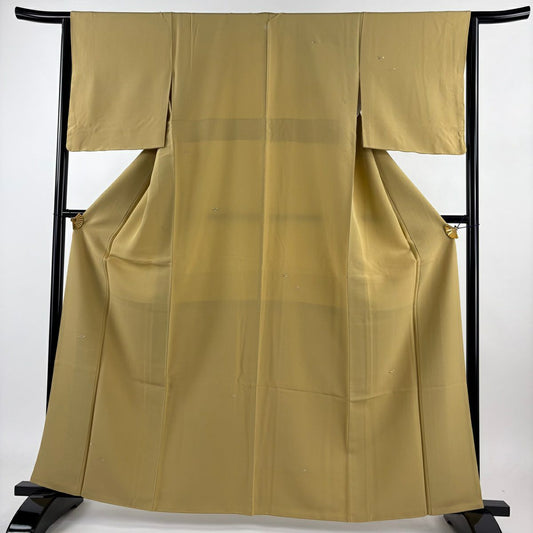 【庫存清倉】 小紋 身長162cm 袖長63.5cm S 雙層 椿 櫻花 刺繡 米色 純蠶絲 優品級 一個紋