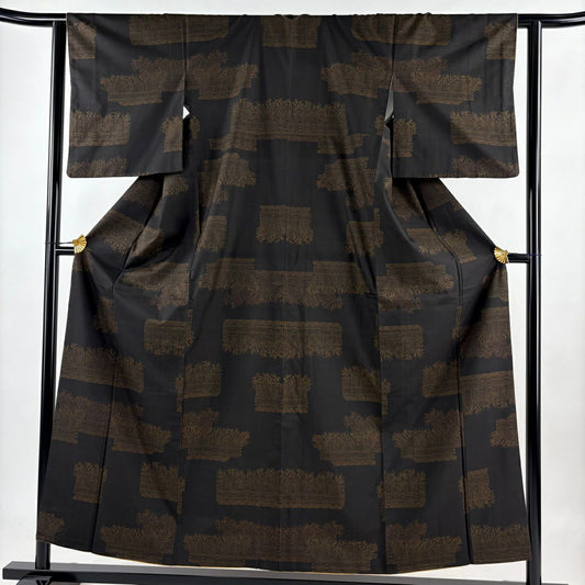 【庫存清倉】 紬織 身長156cm 袖長62.5cm S 雙層 垣根 焦茶 純蠶絲 美品 秀品級