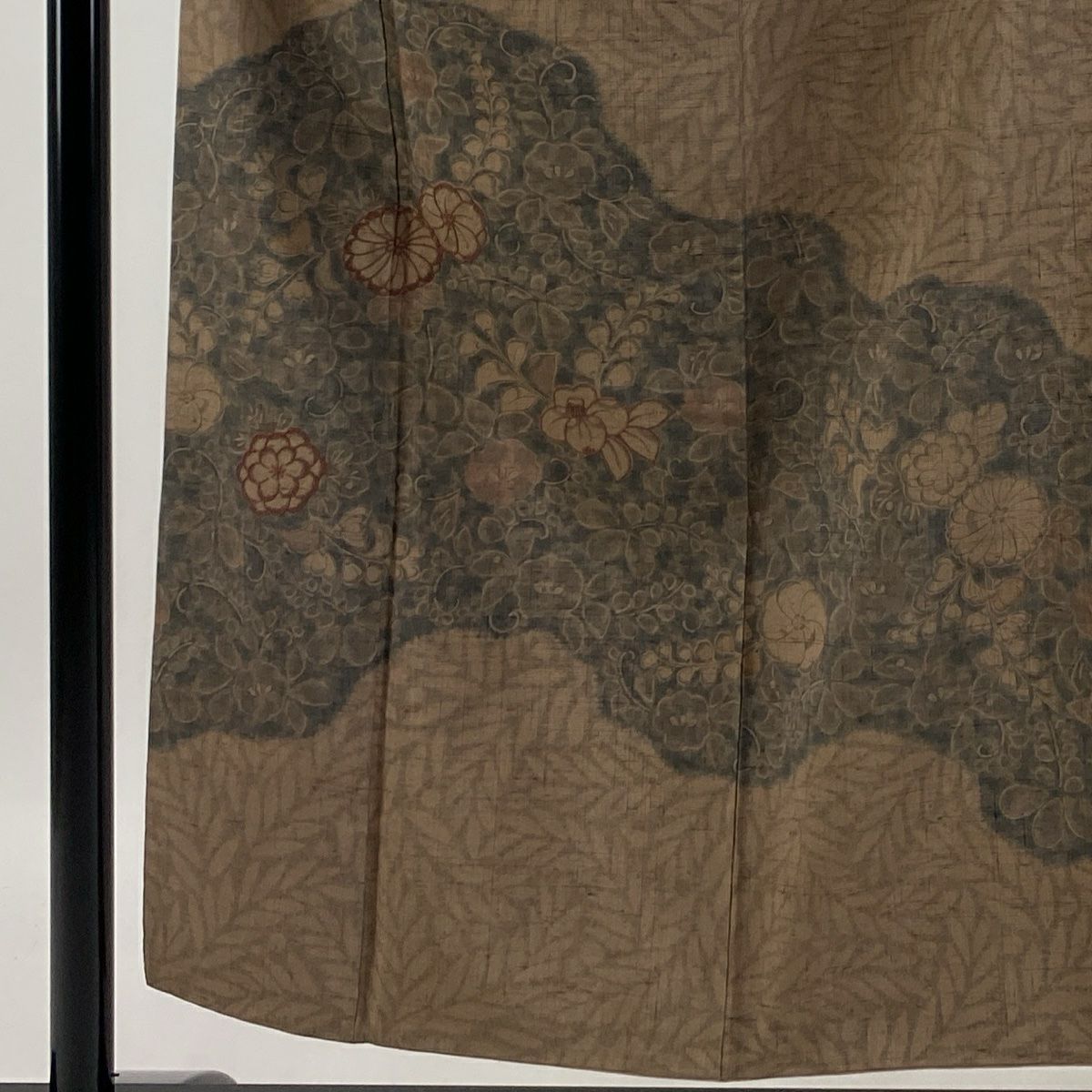 【庫存清倉】訪問服 身長154cm 袖長61.5cm S 雙層 紬織織 草花紋紋 刺繡 金彩裝飾 茶 純蠶絲 名品級