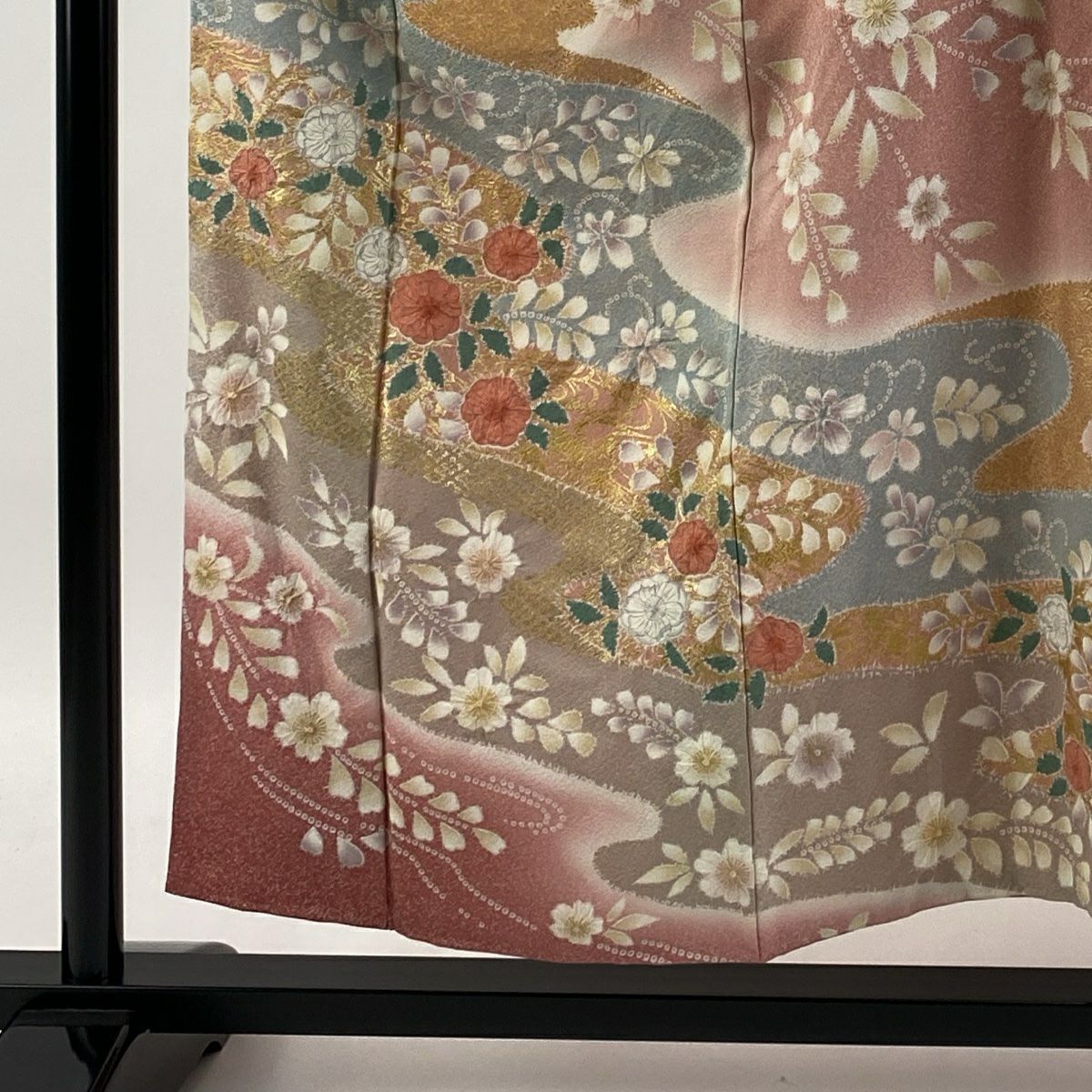 【庫存清倉】訪問服 身長155cm 袖長66cm M 雙層 辻花染 霞 金銀彩 漸層 粉色 純蠶絲 名品級