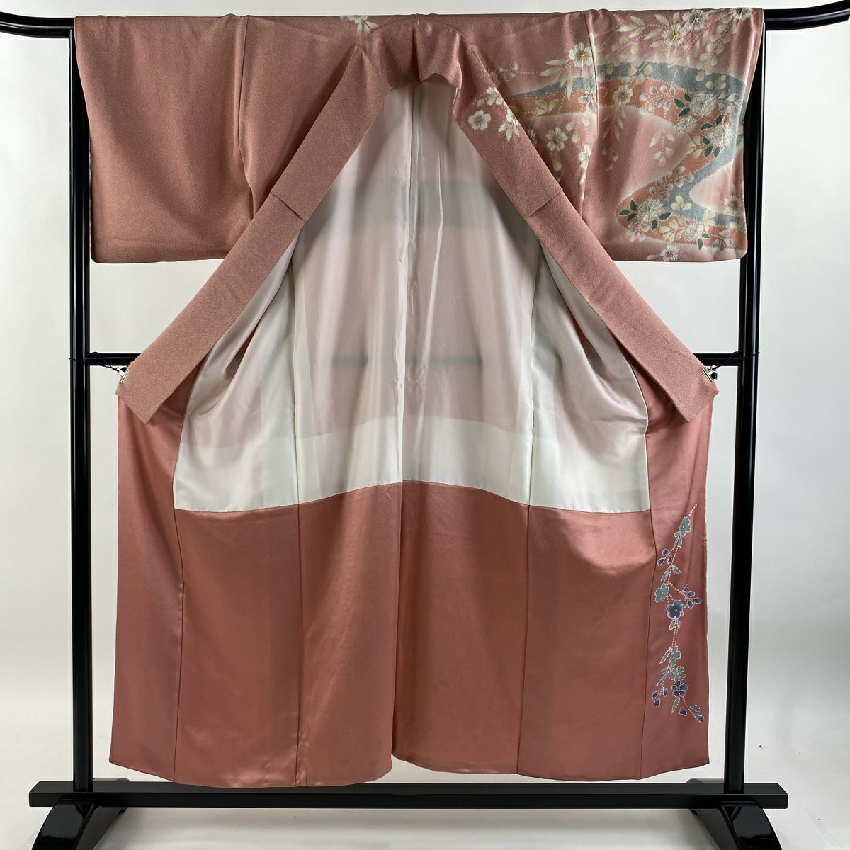 【庫存清倉】訪問服 身長155cm 袖長66cm M 雙層 辻花染 霞 金銀彩 漸層 粉色 純蠶絲 名品級