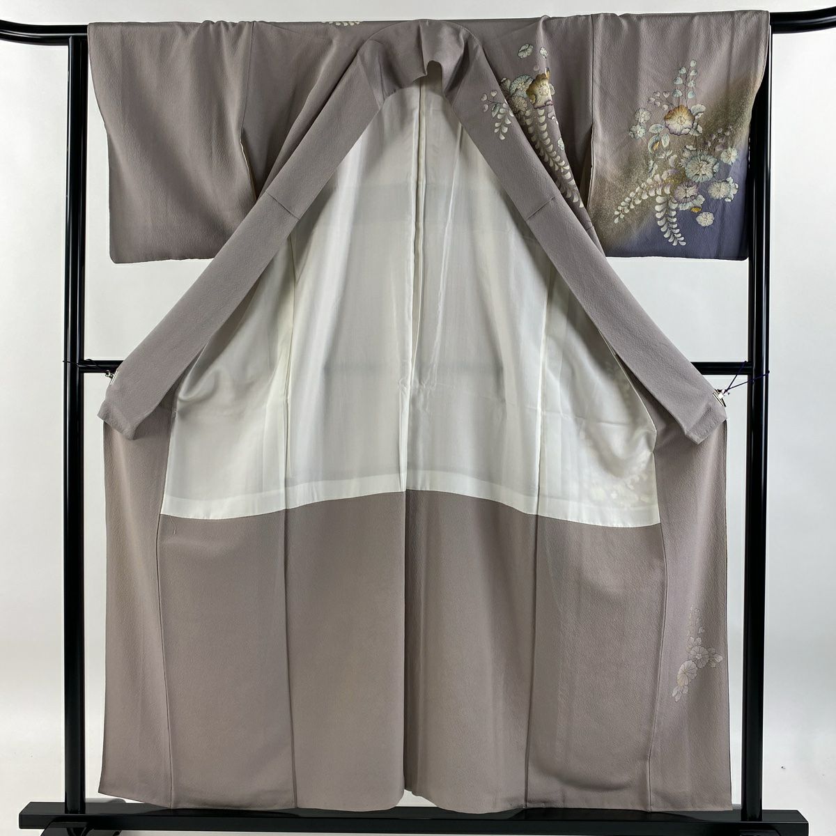 【庫存清倉】訪問服 身長156cm 袖長65cm M 雙層 辻花染 金彩裝飾 漸層 灰紫 純蠶絲 名品級
