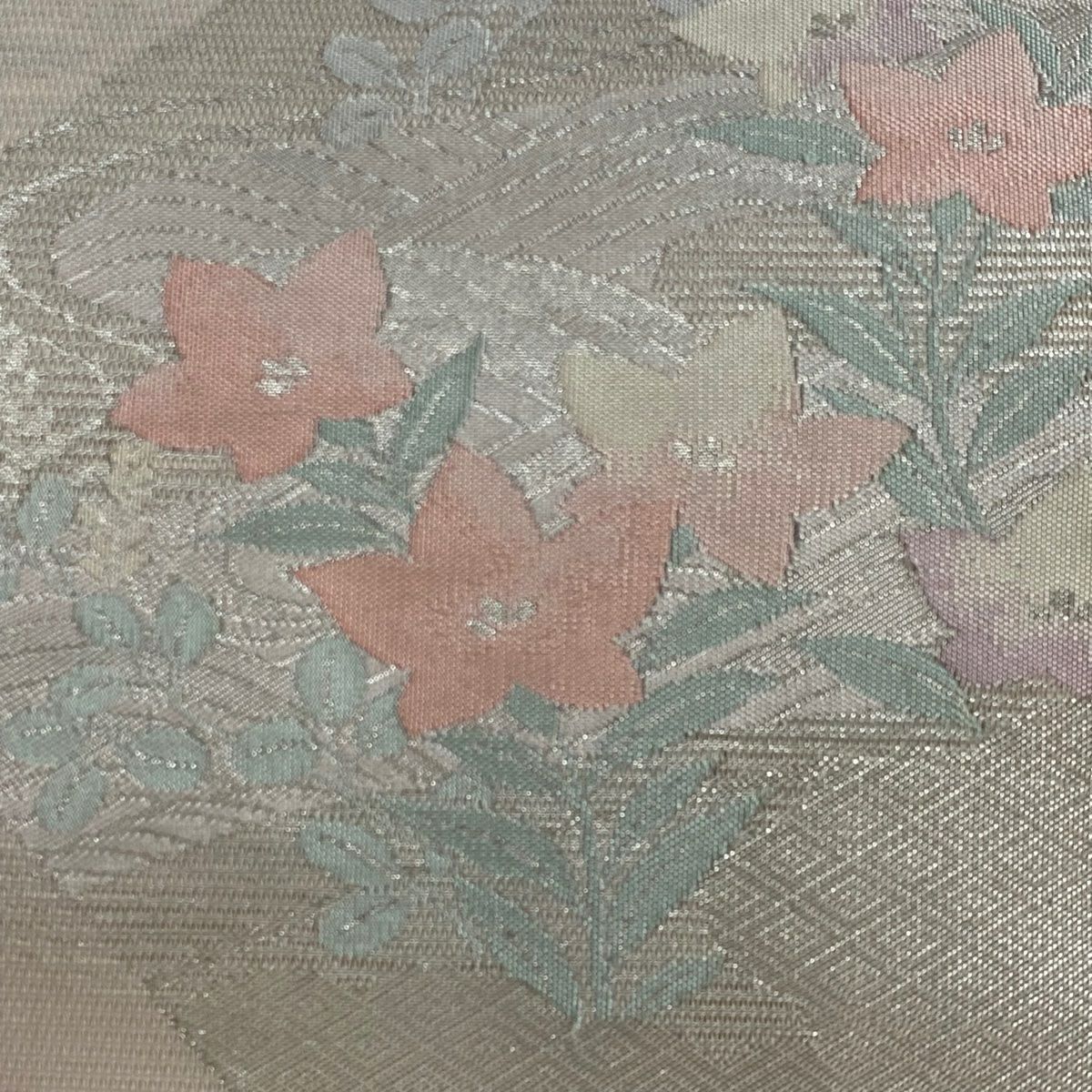 【清倉特賣】 名古屋帶 優品級 夏帶 絽 秋草 中水 金金箔 淺粉色 純蠶絲