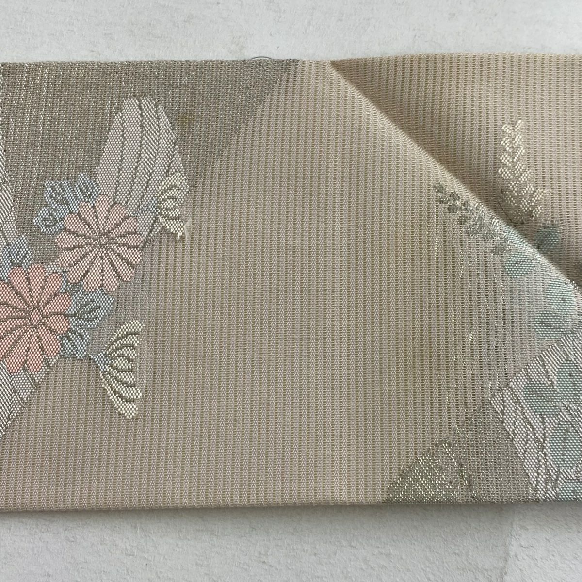 【清倉特賣】 名古屋帶 優品級 夏帶 絽 秋草 中水 金金箔 淺粉色 純蠶絲