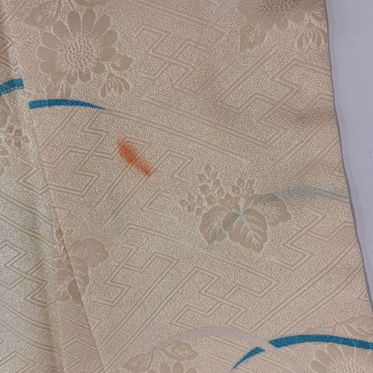 【庫存清倉】振袖禮服 身長165.5cm 袖長65cm M 雙層 風景 松樹竹子梅花 金銀彩 刺繡 奶油色 純蠶絲 名品級